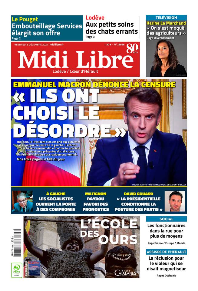 Couverture Midi-Libre 6 décembre 2024